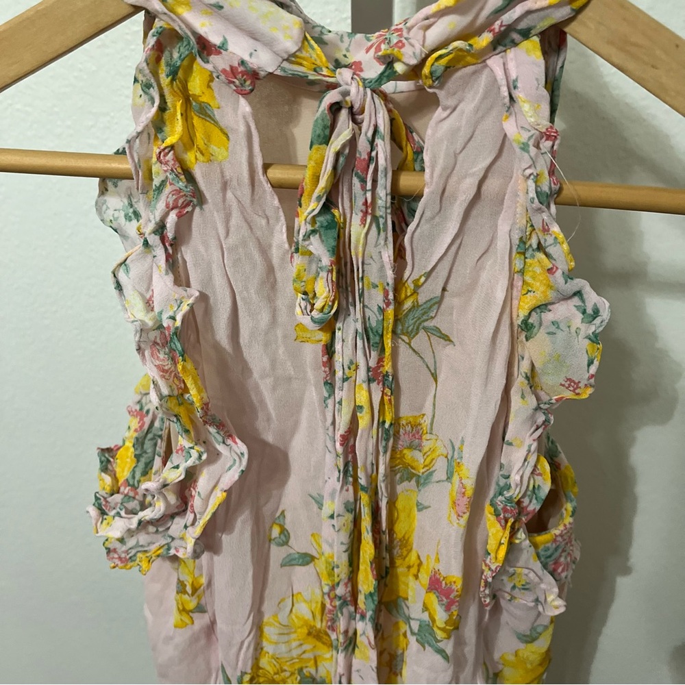Zara Boho Floral Flowy Halter Top Blouse Pink Medium Prairie Cottage Core - Picture 11 of 15